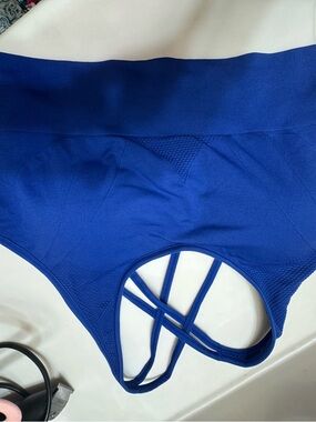 Zella Blue Ribbed Active Sports Bra